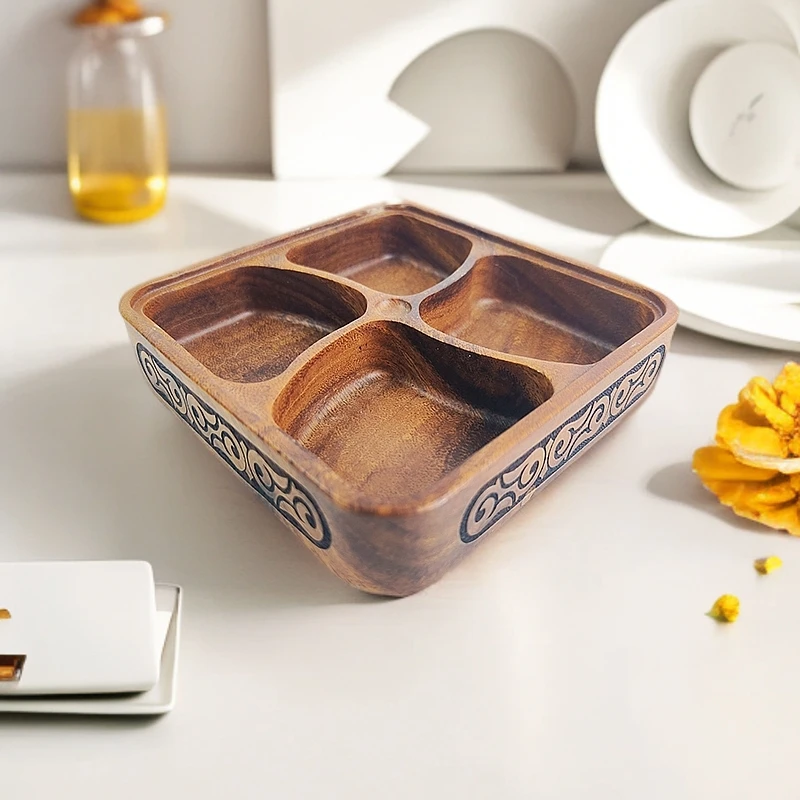 Aksaray风车型四格相思材质的木干果水果盘零食甜点省空间多功能