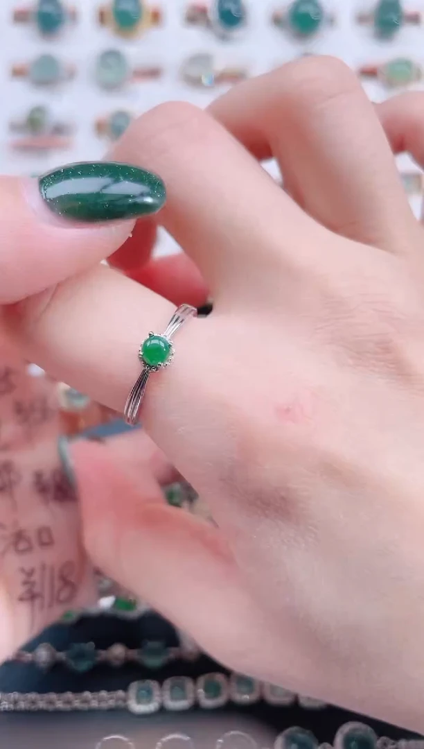 银S925镶嵌戒指翡翠天然翡翠