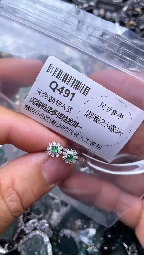 【闪购商品】翡翠颈饰未镶嵌Q491耳扣