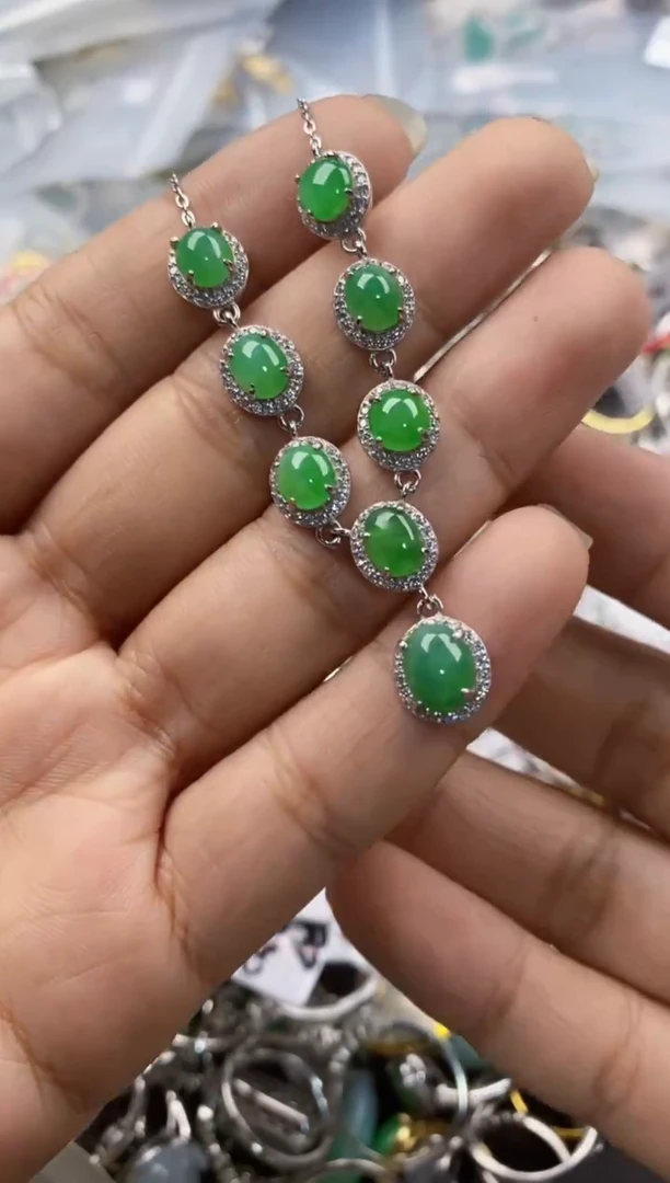 银S925镶嵌戒指翡翠444---1