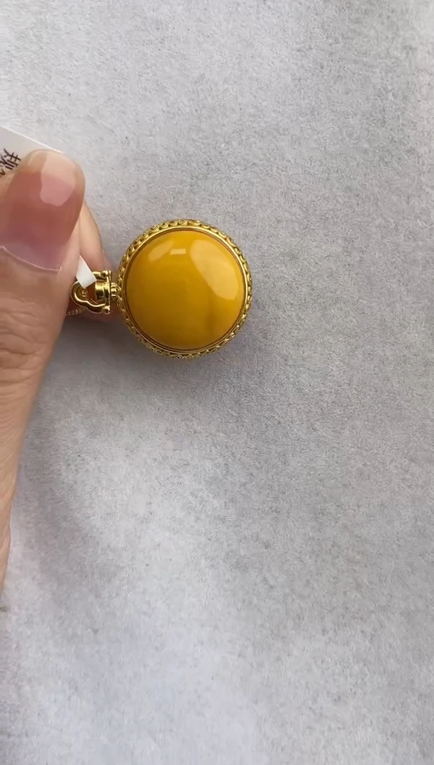 银S925镶嵌琥珀裸石10608019-吊坠送链子