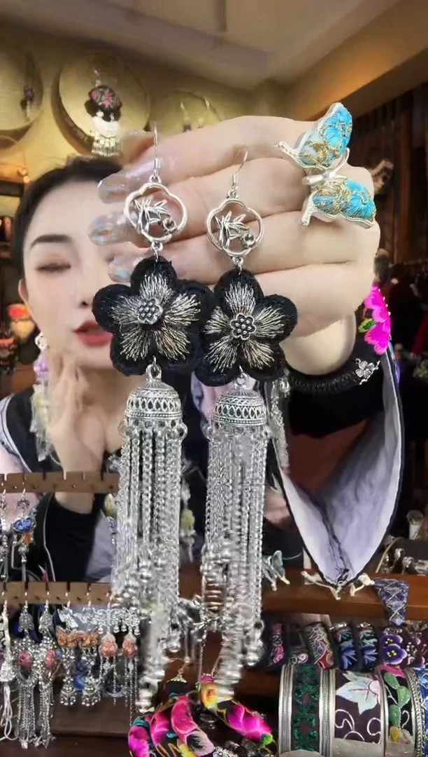 刺绣非遗刺绣民族风耳环