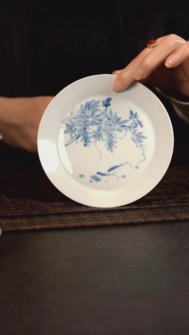 【闪购商品】杯HLX陶瓷紫藤花盘子壶承