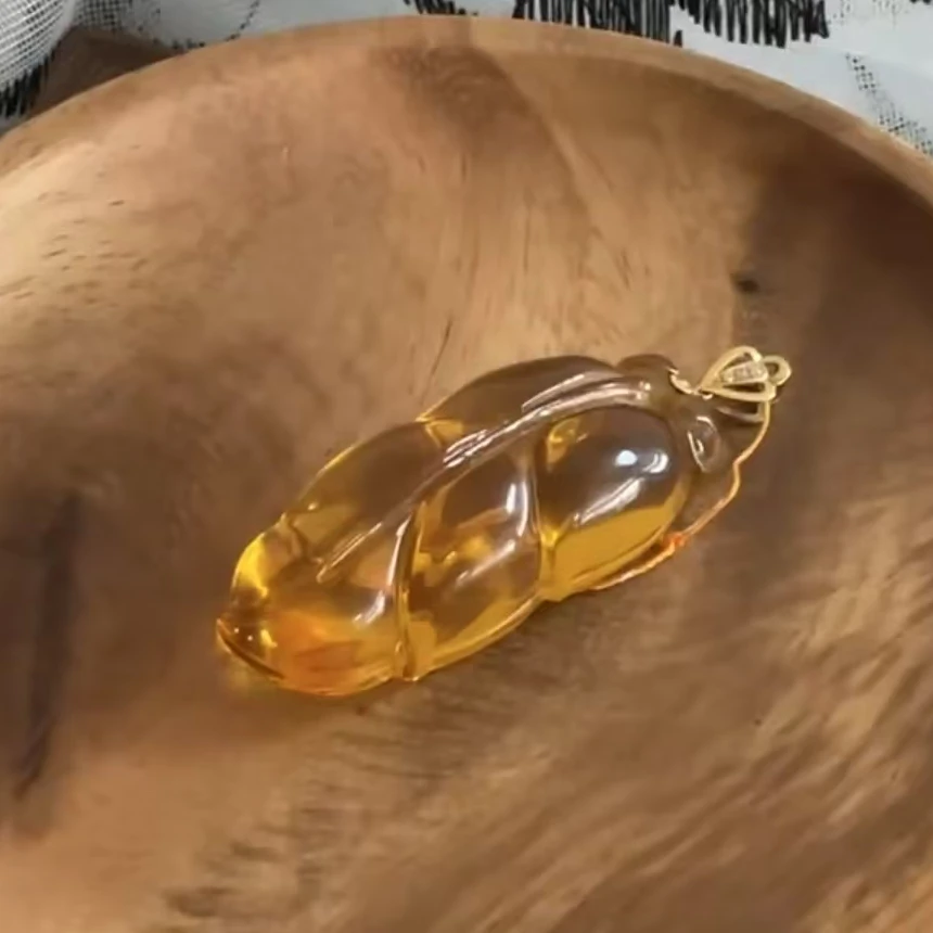 金珀叶子 吊坠雕刻挂坠