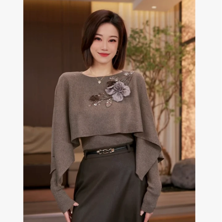 【氛围女主】Molly时尚气质显瘦轻奢重工洋气冬季优雅上衣 M2530267