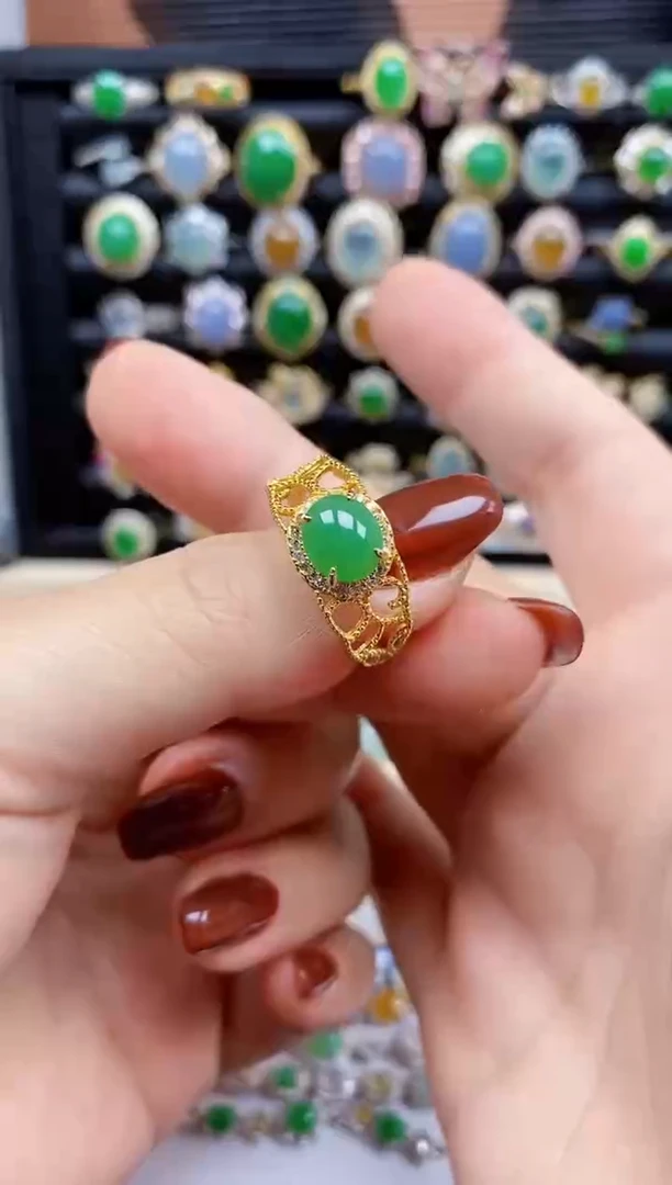 银S925镶嵌戒指翡翠309