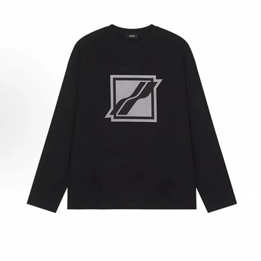 WE11DONE FW22 胸口方块Logo圆领套头长袖卫衣  黑/橄榄绿