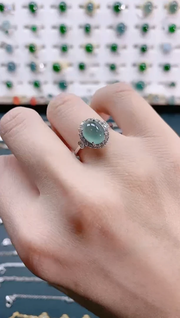 【闪购商品】翡翠戒指银S925镶嵌天然翡翠