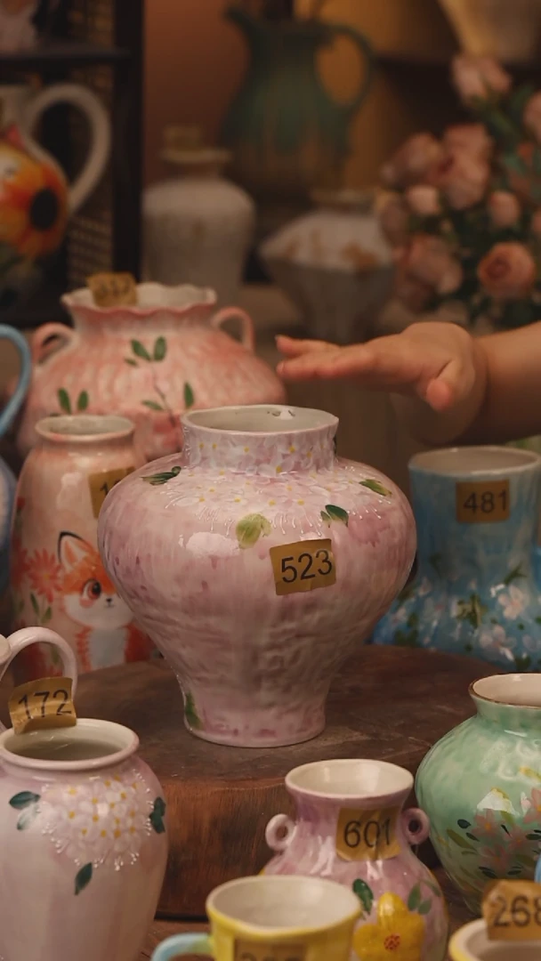 陶瓷523景德镇设计师手作花器摆件侘寂风