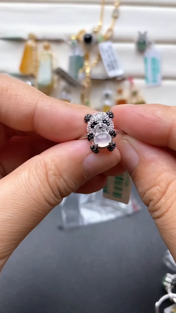 银S925镶嵌戒指翡翠1