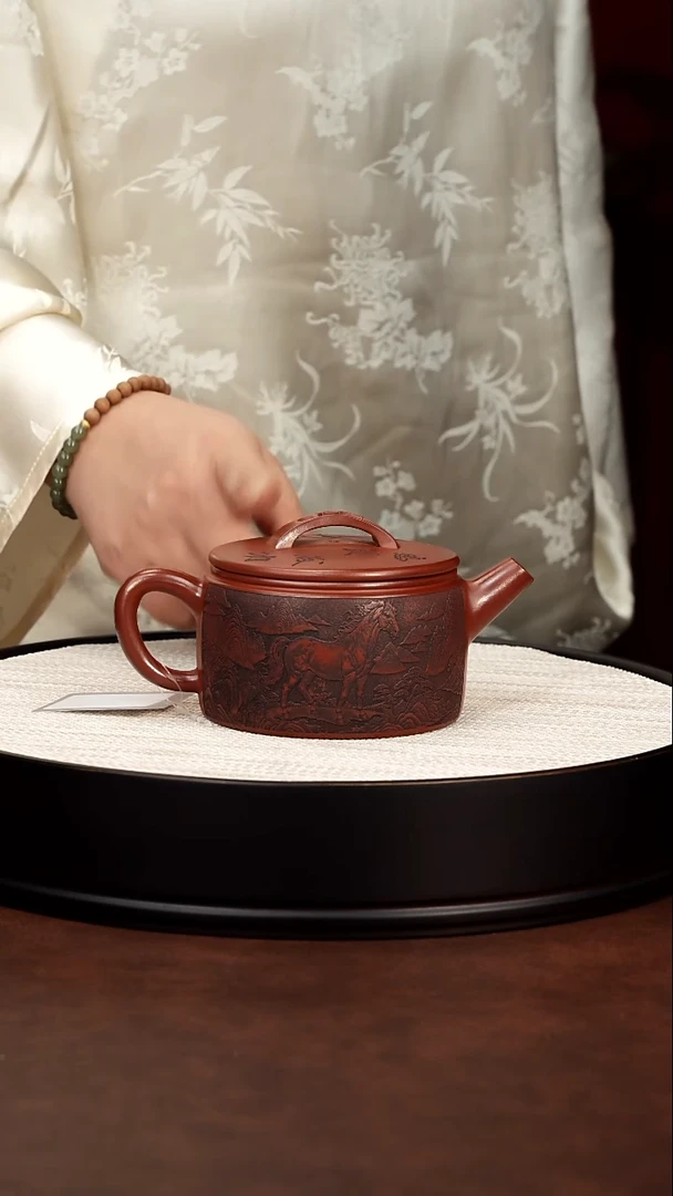 茶壶紫砂宜兴紫砂 汉瓦大红袍 顾建根