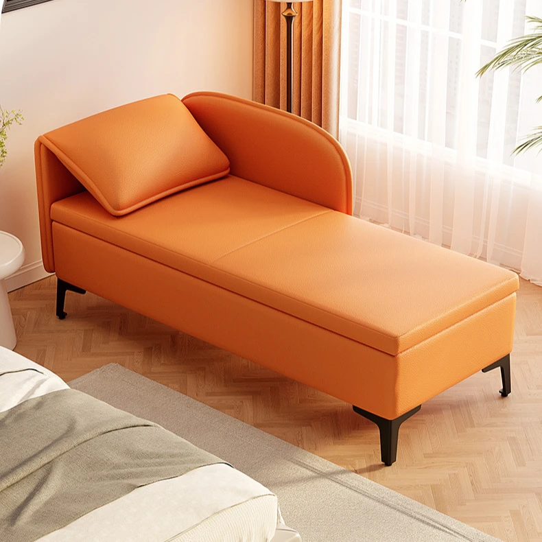 美丝纺轻奢软贵妃躺椅储物换鞋凳门口可坐门店床边凳子长条凳实木