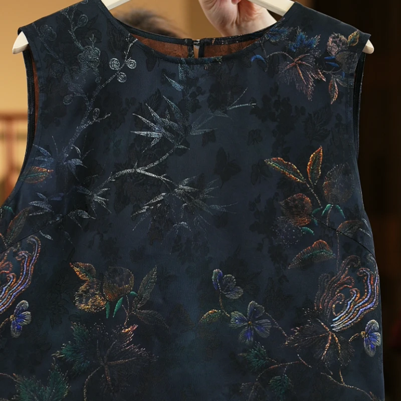 韵.秋水<<达人专属>>新中式花萝双面穿无袖背心1187