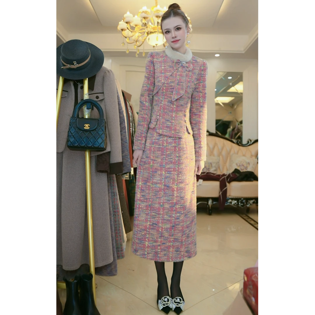 梦想服饰小香风连衣裙2024新款遮肚内搭打底裙显瘦高档5043