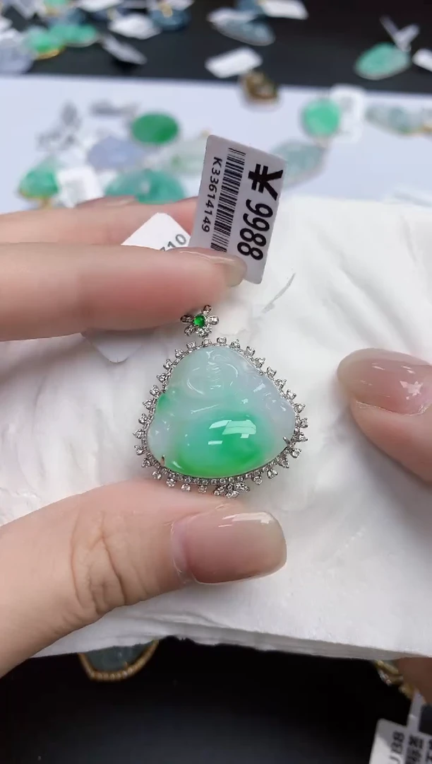 【闪购商品】翡翠颈饰18K金镶嵌天然缅甸翡翠A货