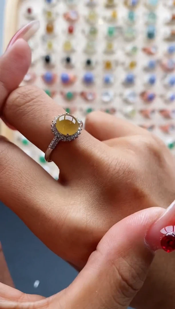 【闪购商品】翡翠戒指银S925镶嵌缅甸天然A货翡翠111 4+