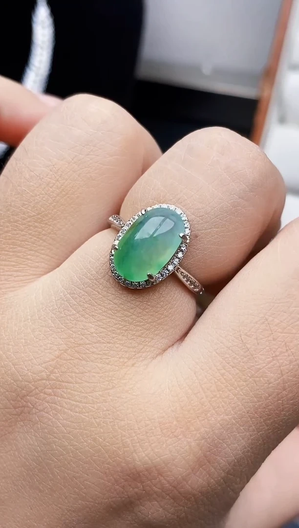 银S925镶嵌戒指翡翠0219