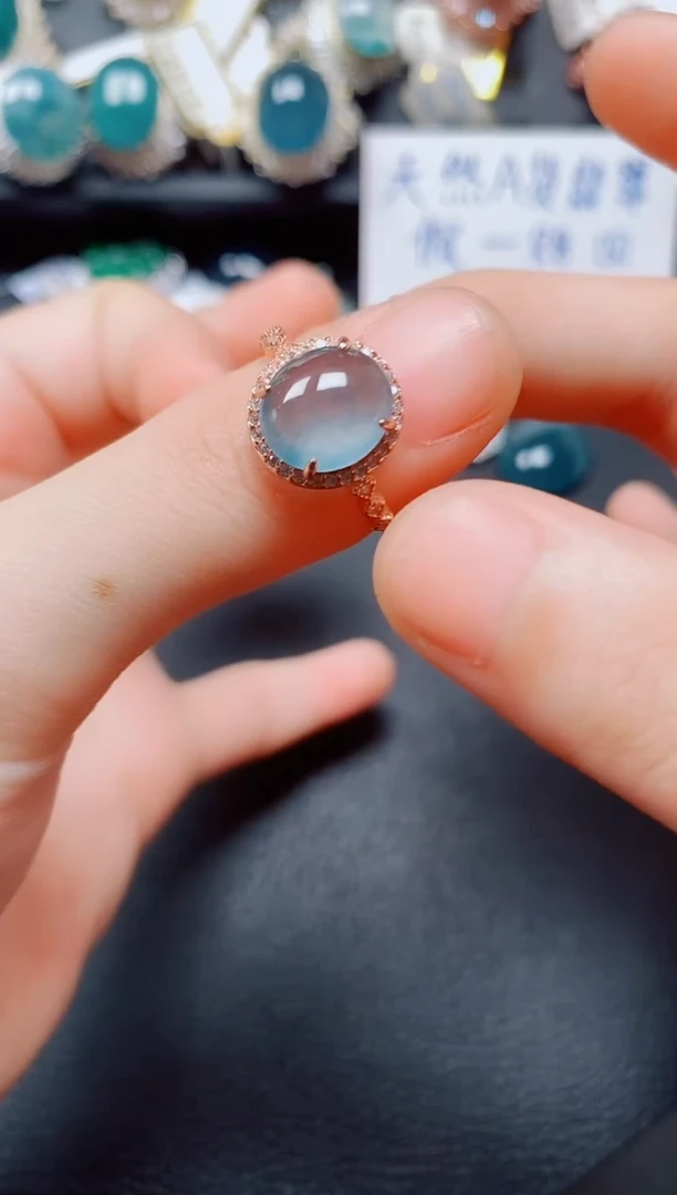 翡翠戒指银S925镶嵌翡翠