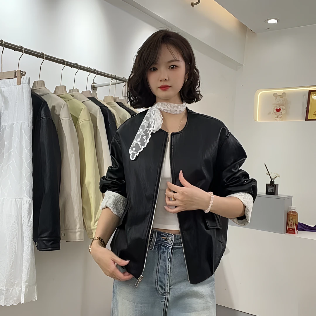 12款2025春季国风新款高级感皮衣外套女流行时尚宽松百搭上衣