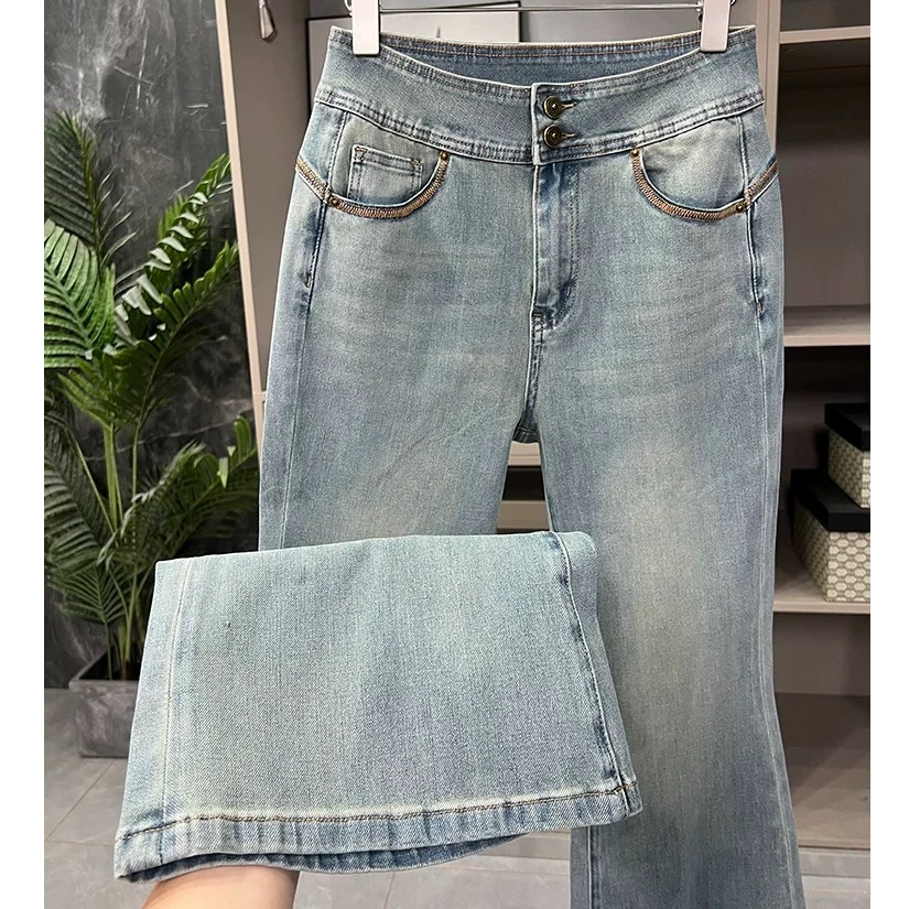 D31231(专属)南油爆款休闲牛仔直筒裤女