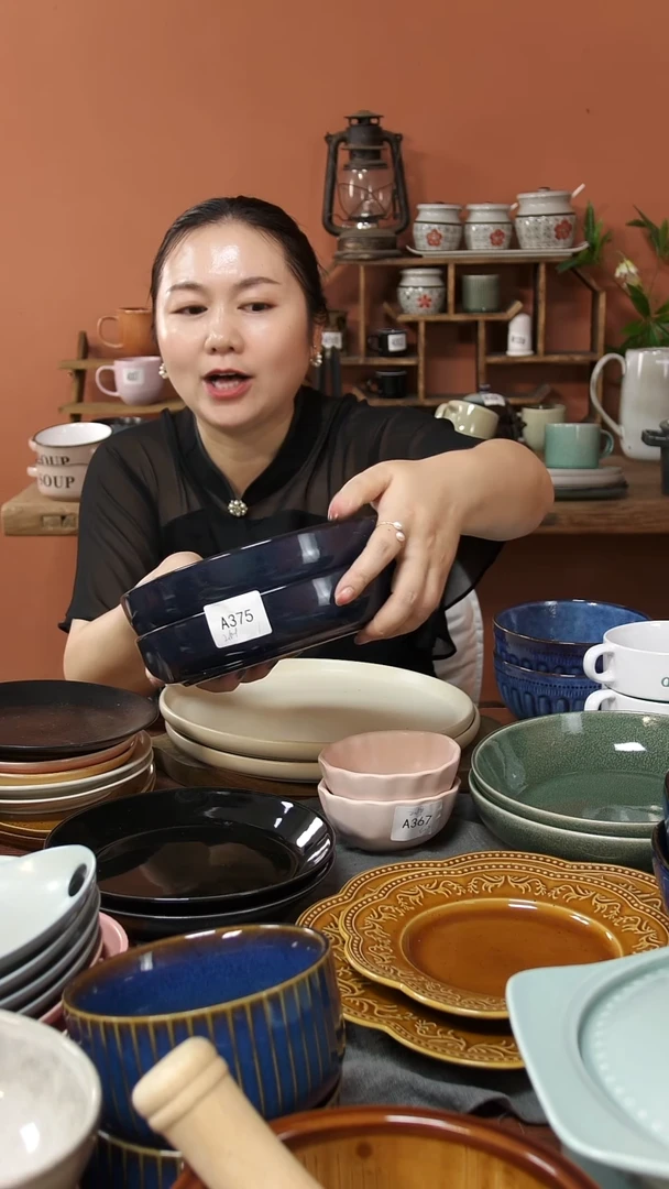 陶瓷A375陶瓷深盘2件套瑕疵