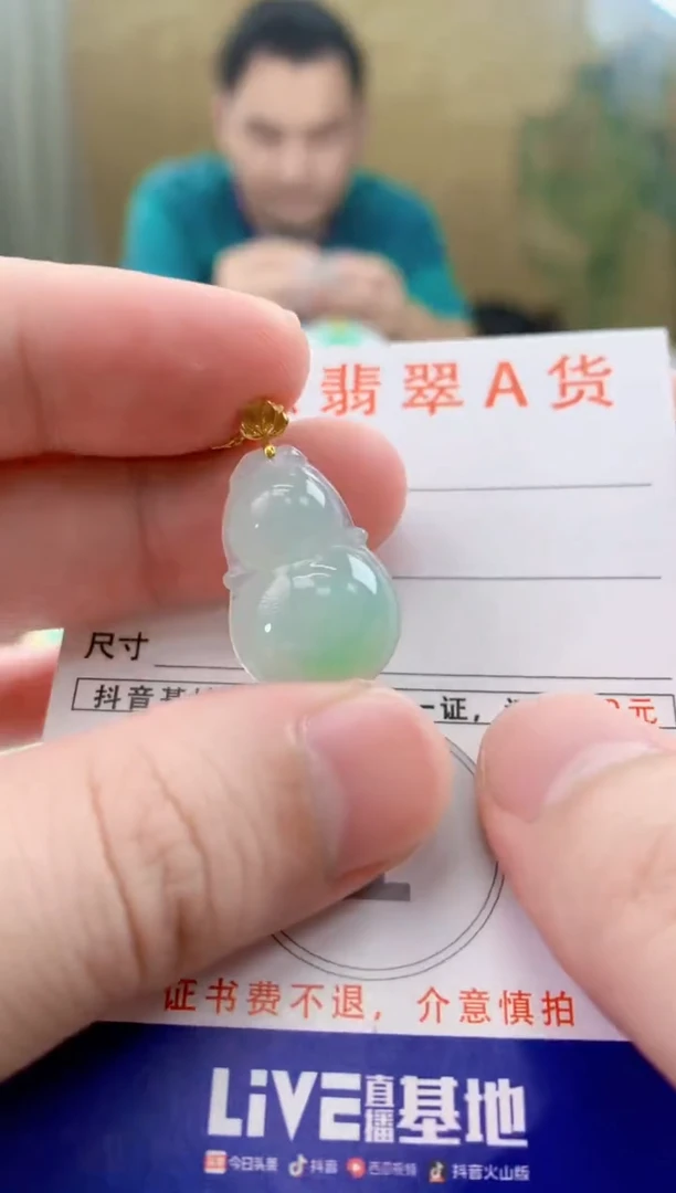 颈饰18K金镶嵌翡翠天然A货翡翠挂件