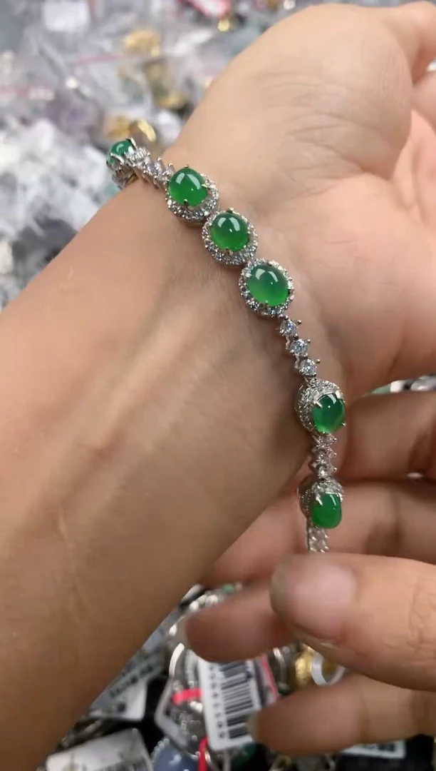 银S925镶嵌戒指翡翠1111----5