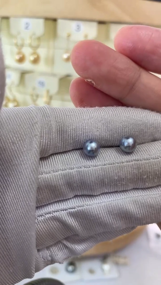 银S925镶嵌耳饰海水珍珠5.5-6mm