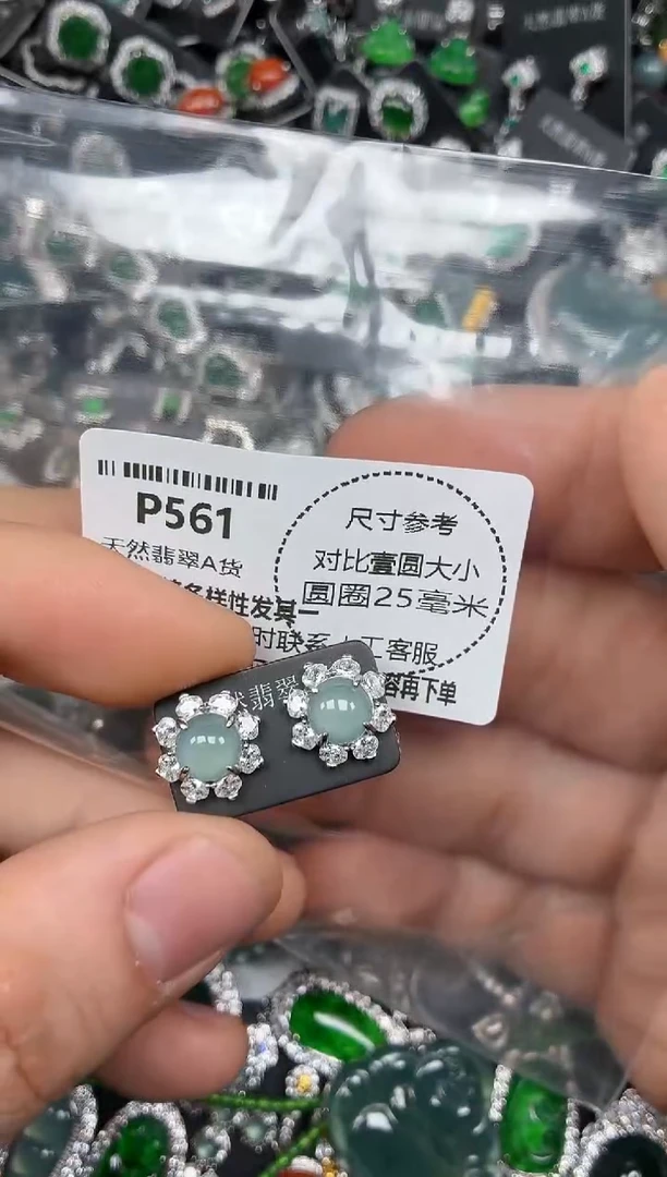 颈饰未镶嵌翡翠P561耳钉