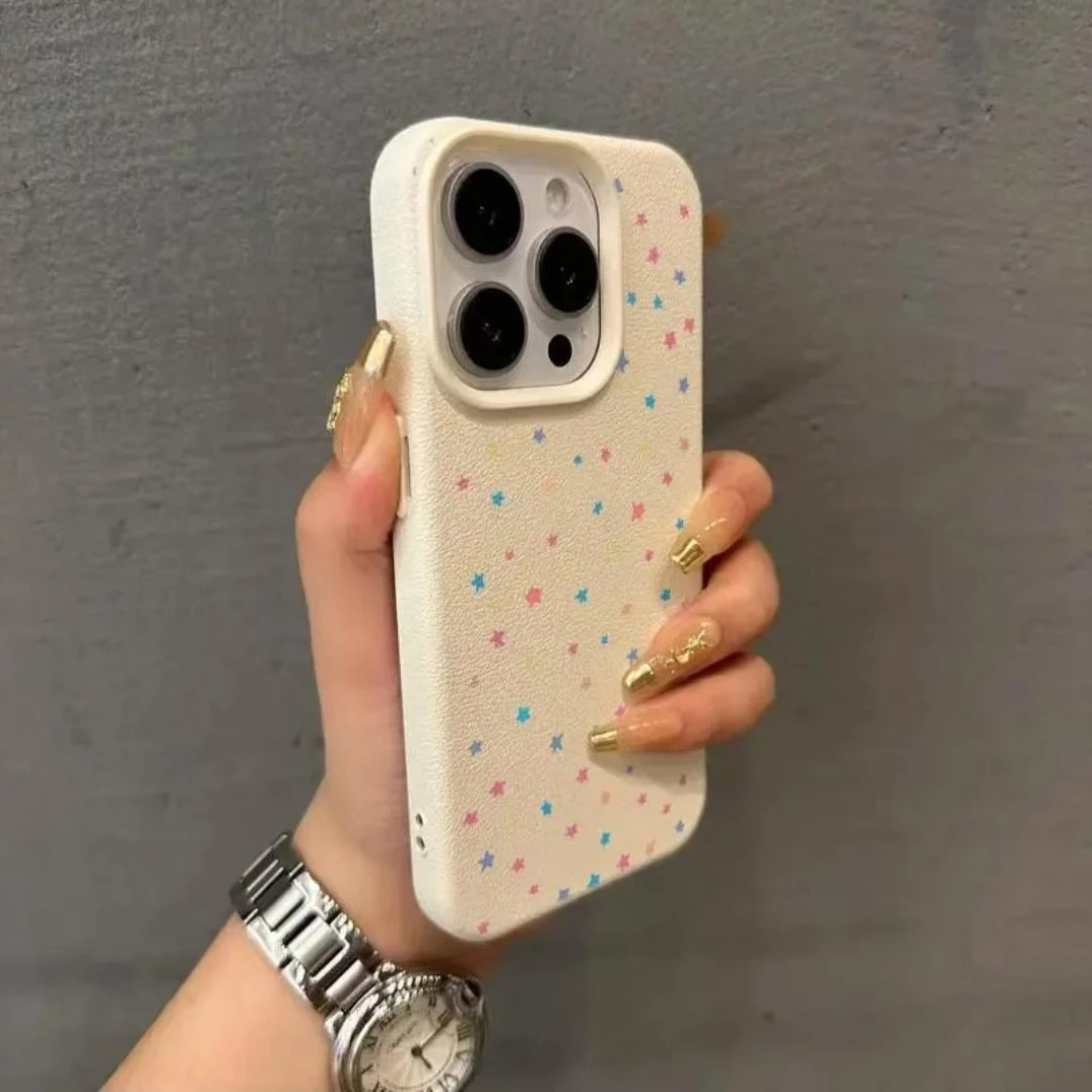 叮霖彩星满屏适用iPhone16/15promax11荔枝纹12手机壳苹果14/13套