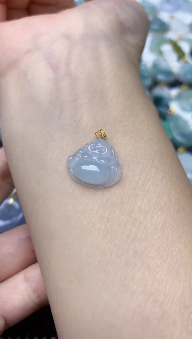 颈饰18K金镶嵌翡翠天然缅甸A货翡翠