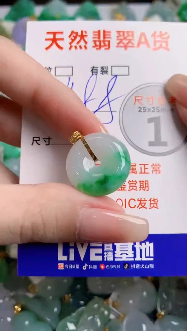 翡翠18K金镶嵌颈饰0413597436