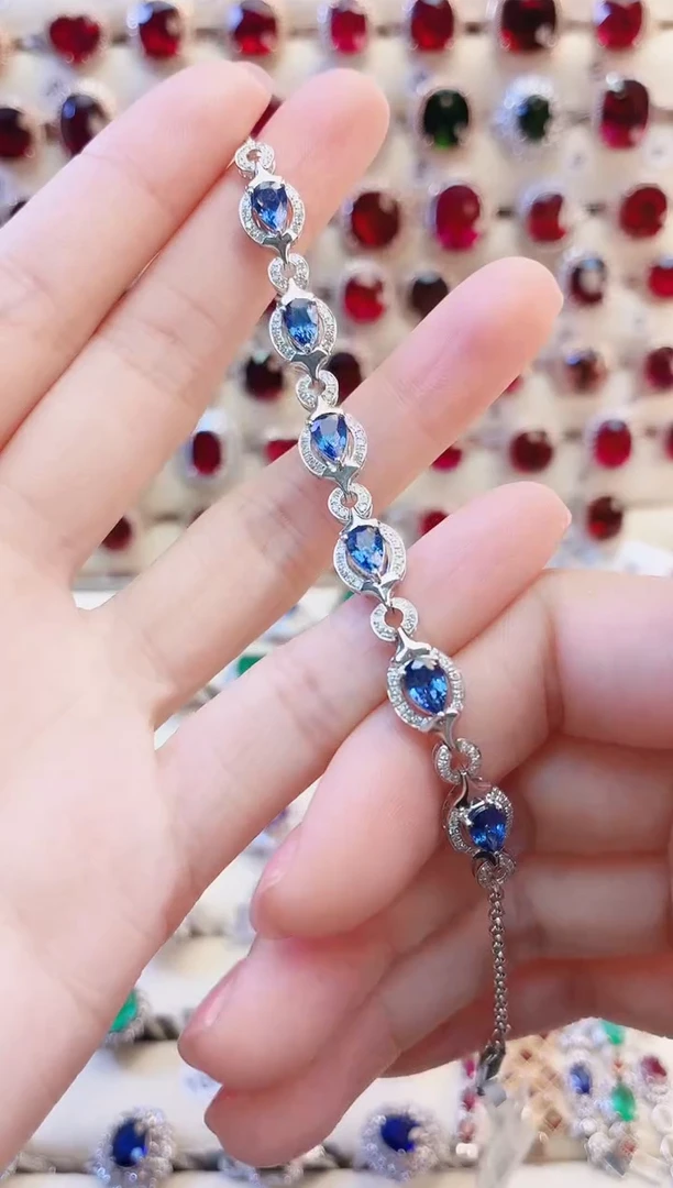 手链蓝宝石18K金镶嵌1