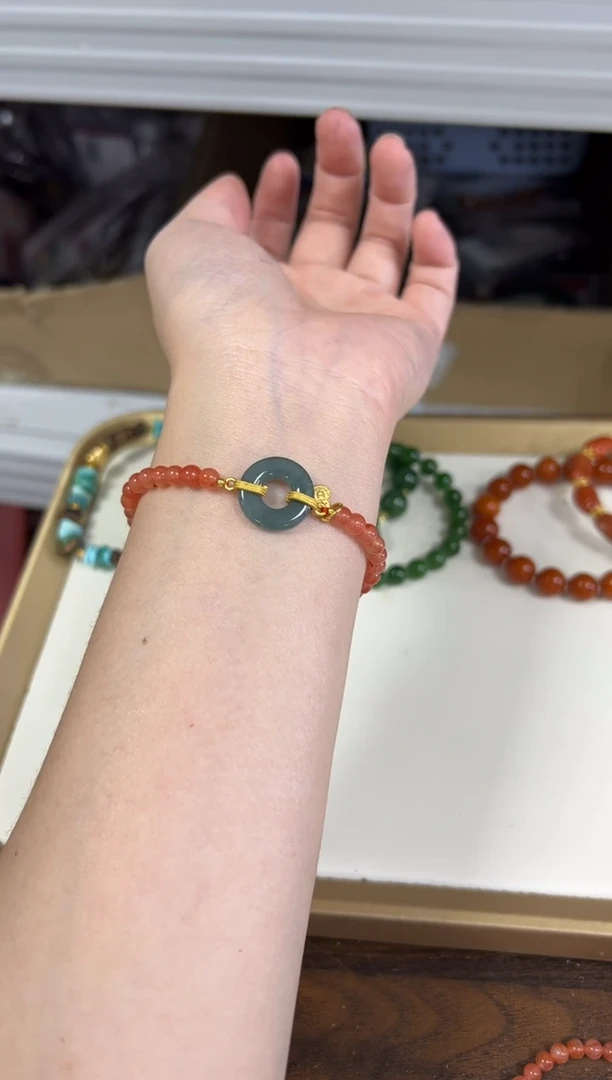 未镶嵌手链南红玛瑙孤品南红玛瑙翡翠扣子款手链[4529]