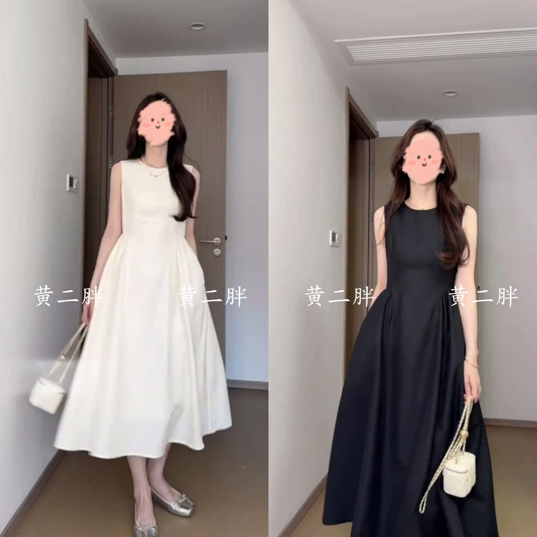 灼灼其华抽皱收腰气质轻奢夏季显瘦连衣裙法式气质小众收腰长裙子