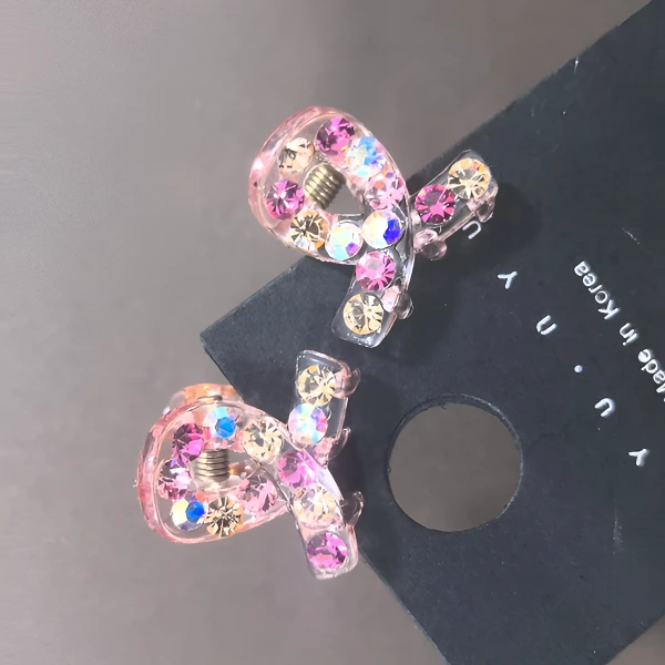 ZXZ精致简约小又字抓夹公主抓透粉底（一对装）儿童气质轻奢时尚