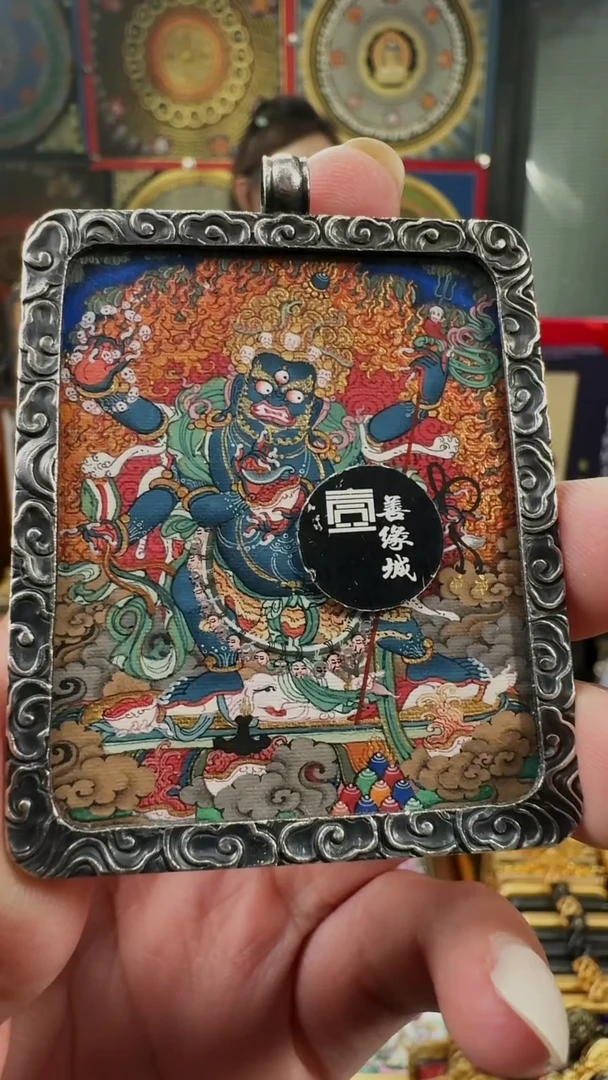 吊坠壹善缘城手绘唐卡大黑天
