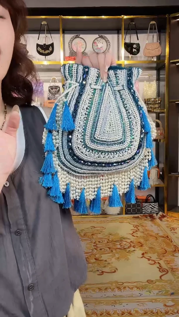 织物织物珠韵恒泽重工串珠手提包