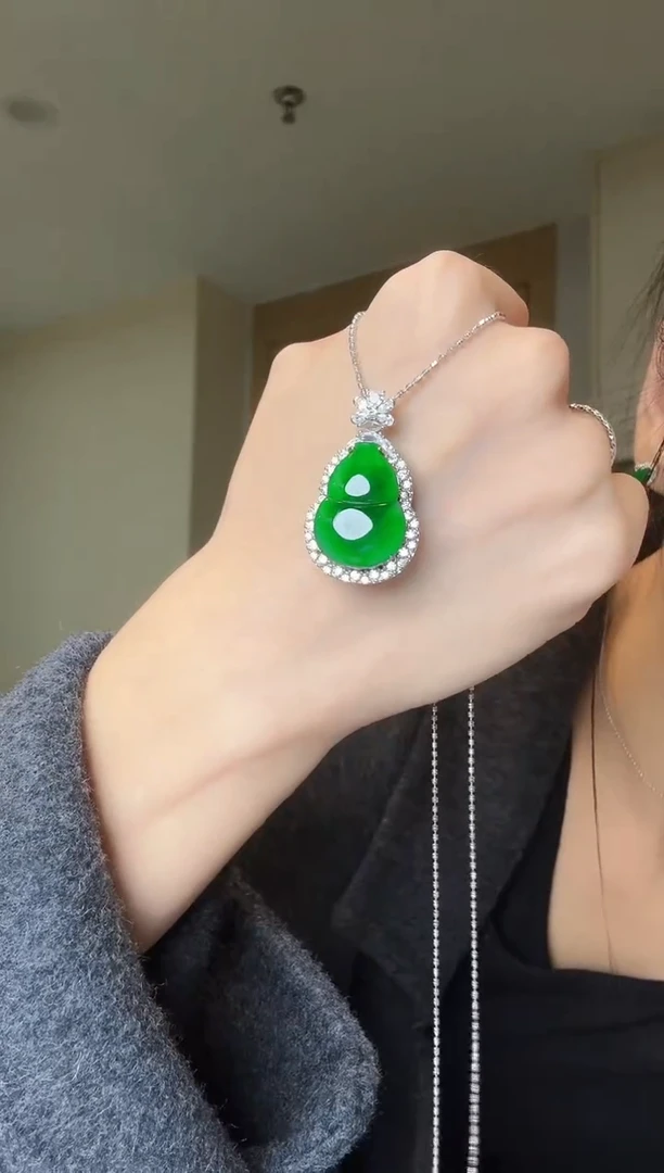 【闪购商品】翡翠吊坠(不含链)银S925镶嵌天然翡翠吊坠3