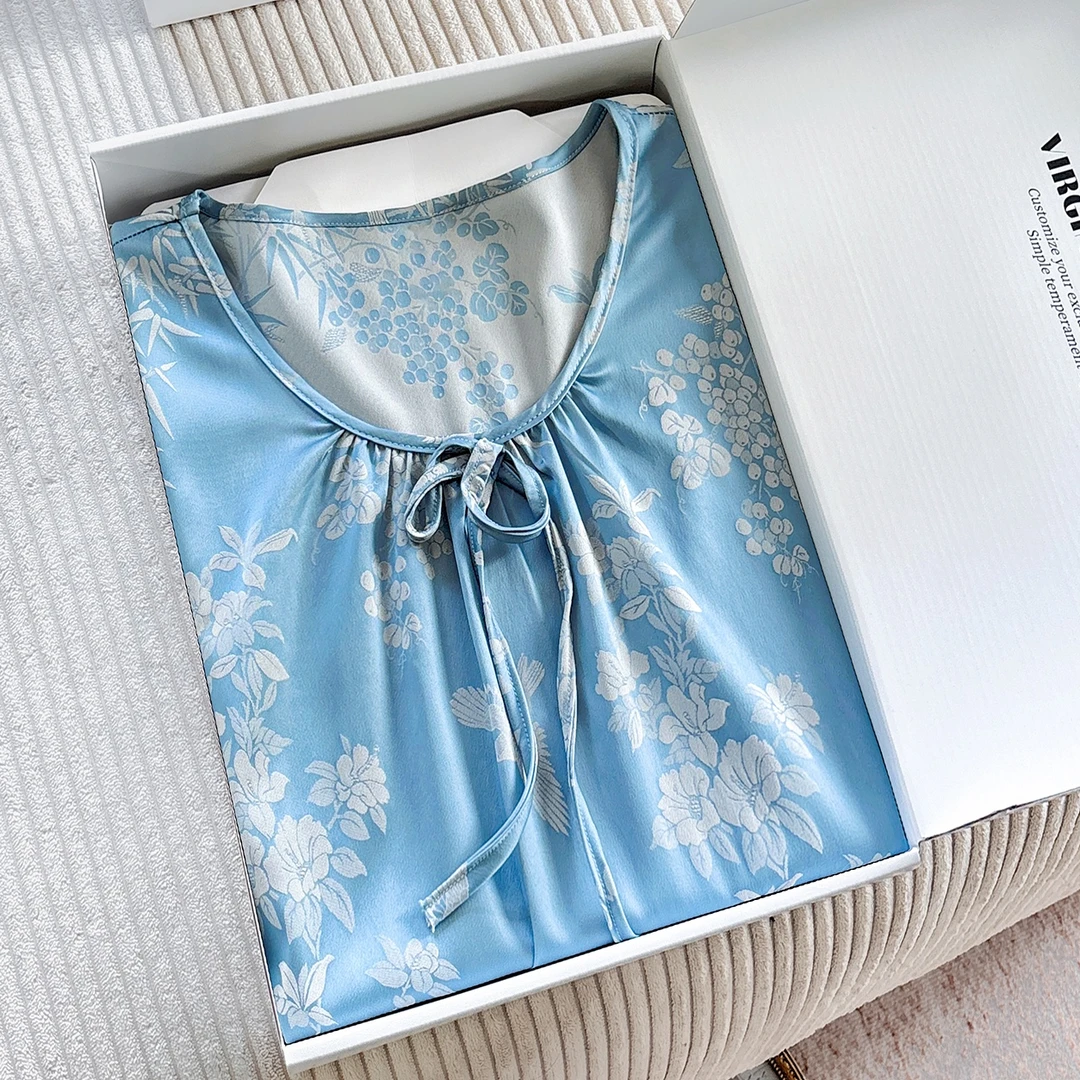 达芬奇密码2026新款冰雪丝睡裙草长莺飞连衣裙夏薄款女士家居服