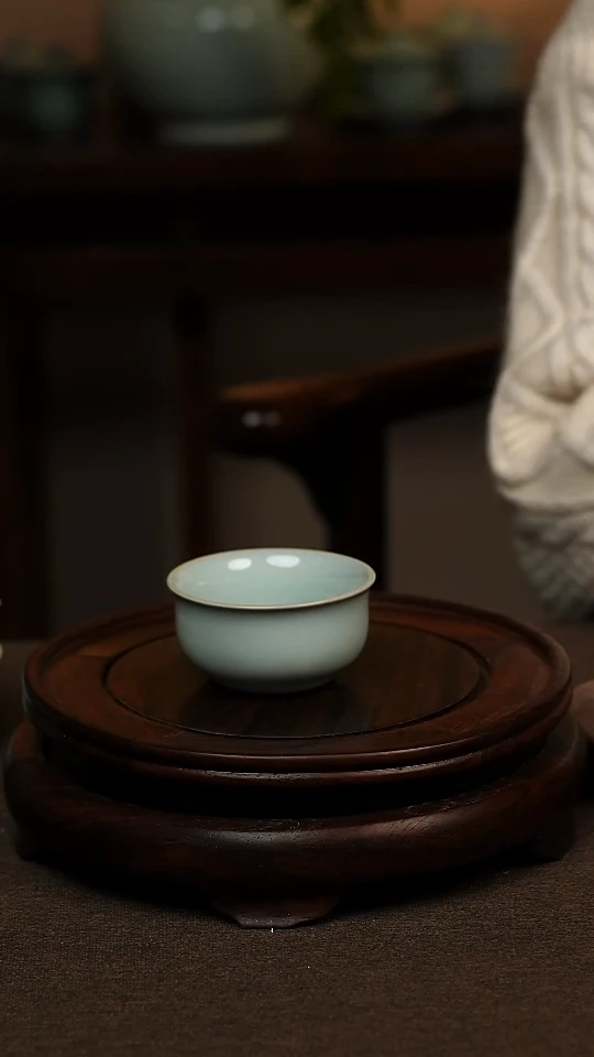 瓷片天青色如意杯60ml微瑕不带礼盒