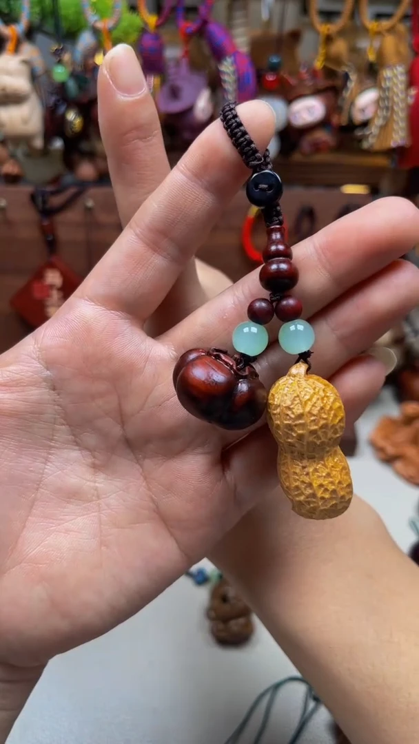 檀香木紫檀好柿花生挂件