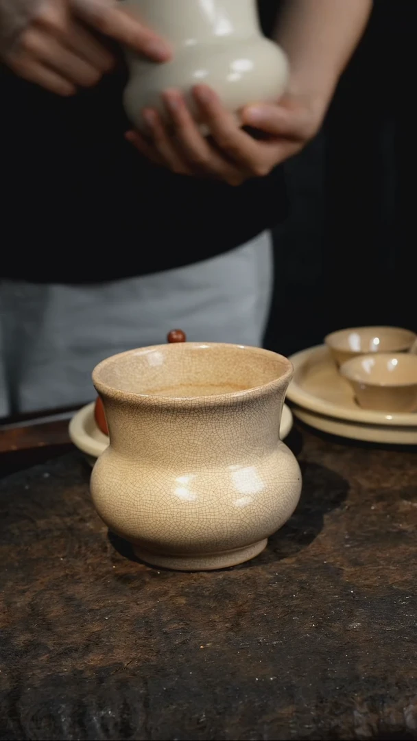 潮州手工原矿砂铫壶开片建水