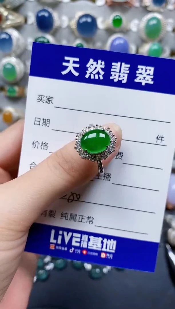 翡翠戒指银S925镶嵌580