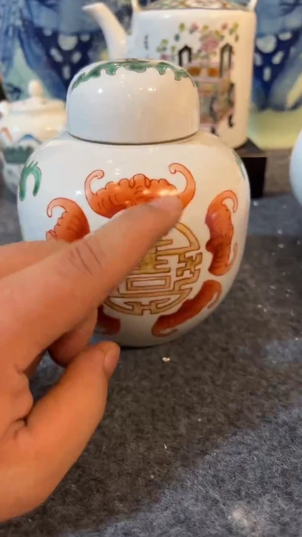 摆件瓷摆件瓷摆件瓷摆件五福茶叶罐