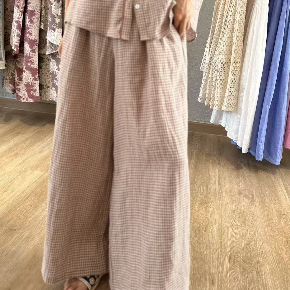 TAYA泰国手工棉麻时阔腿休闲裤百搭