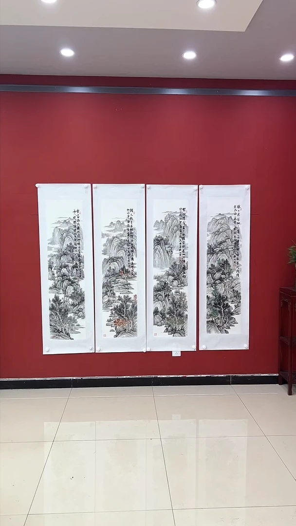 【闪购商品】书法四条屏 证书锦筒