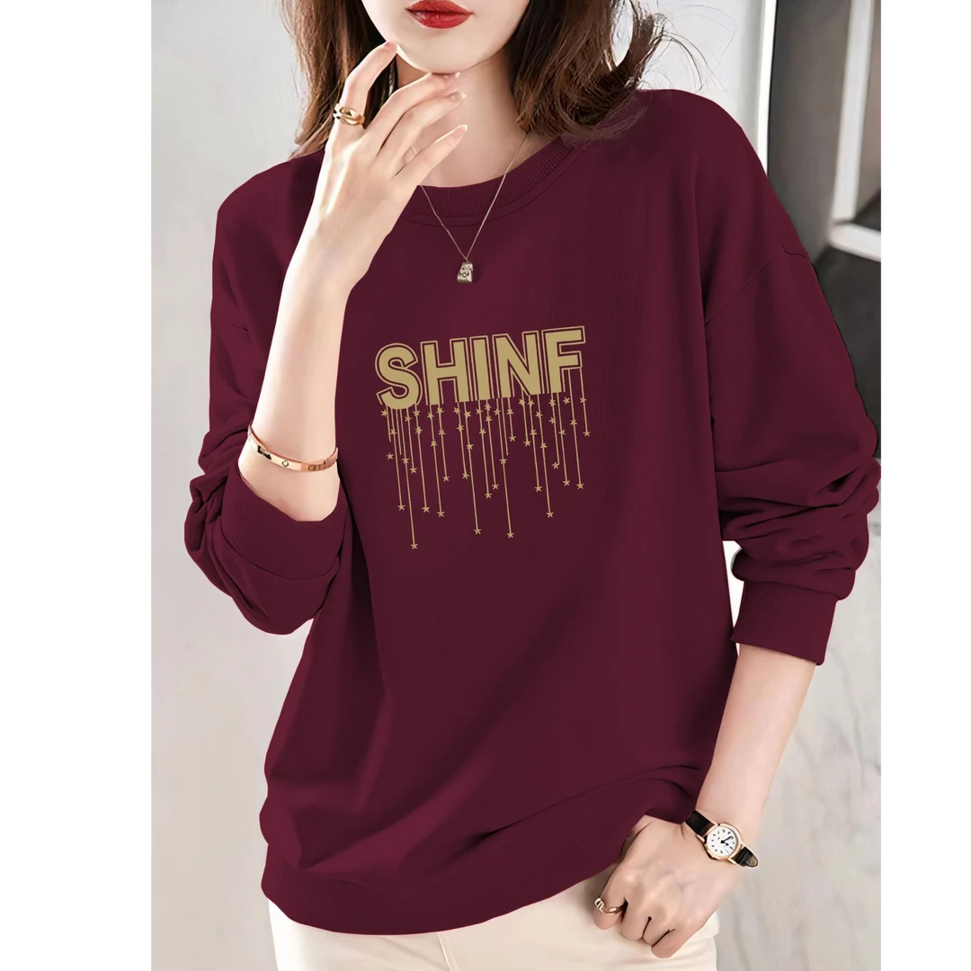 圆领卫衣女士2025年秋冬季新款韩版宽松大码胖mm外套加绒加厚上衣