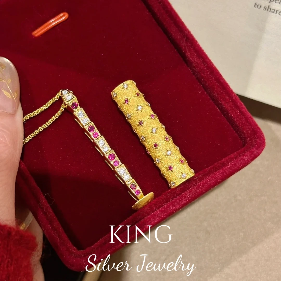 坠链均925银 king银饰红蛇万花筒项链古法轻奢送女友老婆闺蜜