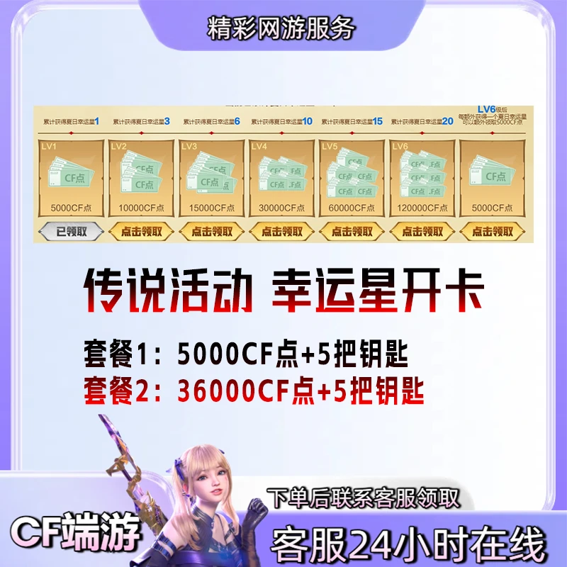 【传说活动幸运星开卡点券钥匙】穿越火线CF端游cf邀请活动